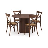 Ruokailuryhmä Kopparbo, Ø120cm, 4 Kalb ruokatuolia, ruskea (00712)