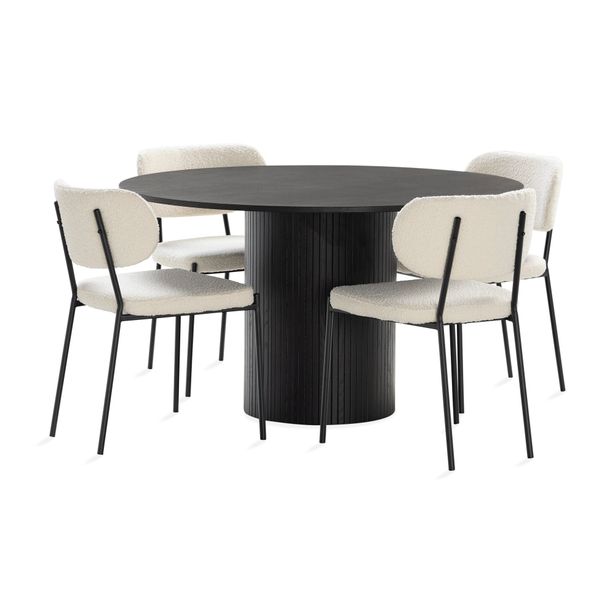 Ruokailuryhmä Kopparbo, Ø130cm, 4 tuolia, eri tuoli-/värivaihtoehtoja (RR130)