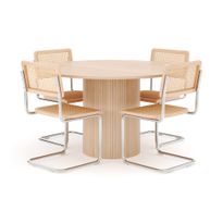 Ruokailuryhmä Kopparbo, Ø130cm, 4 tuolia, beige (01719)