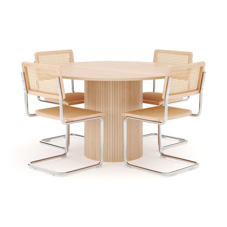 Ruokailuryhmä Kopparbo, Ø130cm, 4 tuolia, beige (01719)