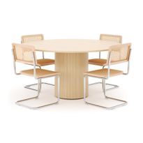 Ruokailuryhmä Kopparbo, 150cm pöytä, 4 Build tuolia, valkoinen (01713)