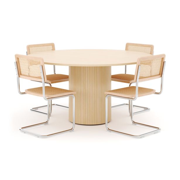 Ruokailuryhmä Kopparbo, 150cm pöytä, 4 Build tuolia, valkoinen (01713)