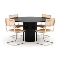 Ruokailuryhmä Kopparbo, 150cm pöytä ja 4 Build tuolia, musta (01668)