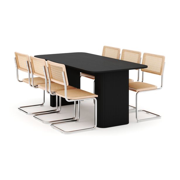 Ruokailuryhmä Kopparbo, 160-220cm, 6 Build tuolia, musta (01733)