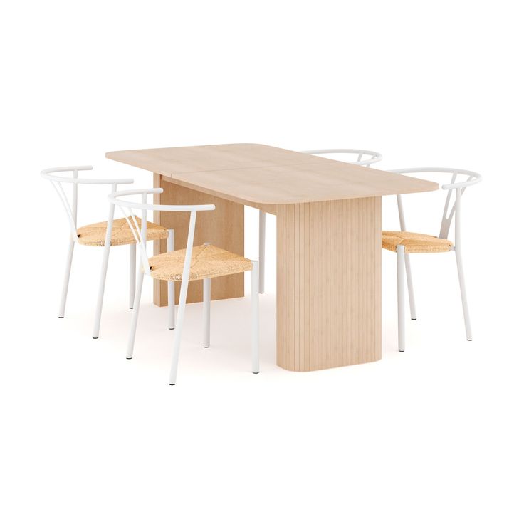 Ruokailuryhmä Kopparbo, 160-220cm jatkettava, 4 Elysia ruokatuolia, beige (00710)