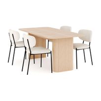 Ruokailuryhmä Kopparbo, 160-220cm jatkettava, 4 Gemmiano ruokatuolia, beige (00716)