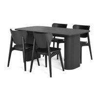 Ruokailuryhmä Kopparbo, Ø160cm, 4 tuolia, musta (00215)