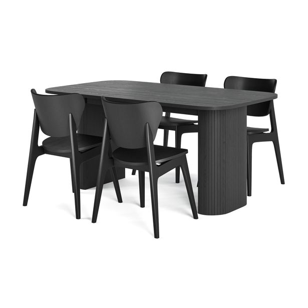 Ruokailuryhmä Kopparbo, Ø160cm, 4 tuolia, musta (00215)