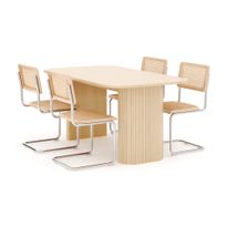 Ruokailuryhmä Kopparbo, 160cm pöytä + 4 Build tuolia, valkoinen (01705)