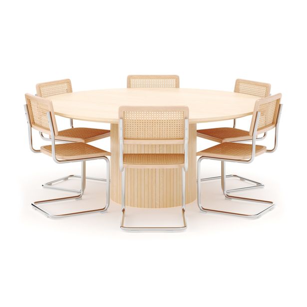 Ruokailuryhmä Kopparbo, 180cm, 6 Build tuolia, valkoinen (01744)