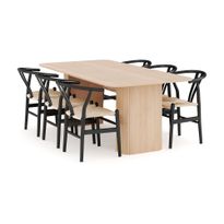 Ruokailuryhmä Kopparbo, 200-260cm, jatkettava, 6 Dastoori ruokatuolia, beige (00737)