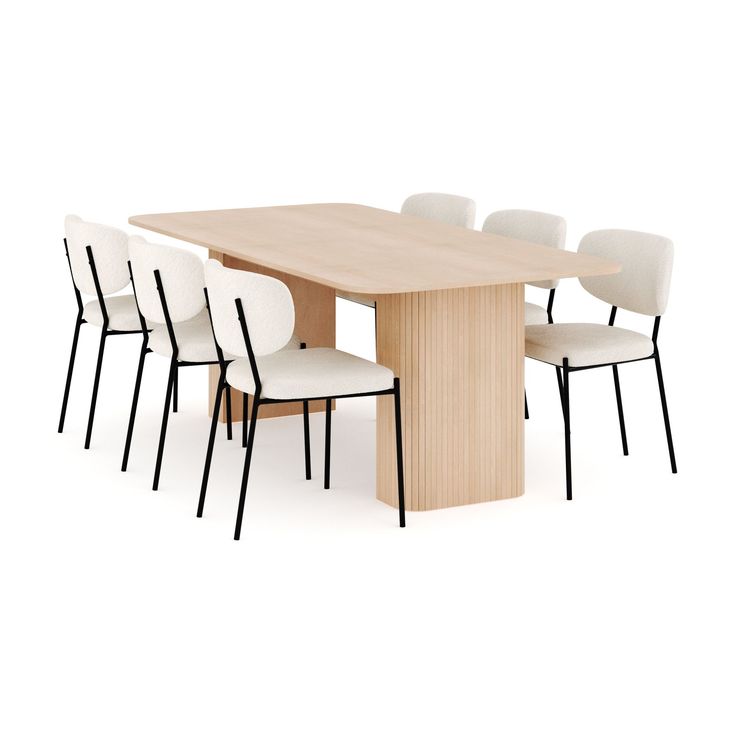 Ruokailuryhmä Kopparbo, 200-260cm jatkettava, 6 Gemmiano ruokatuolia, beige (00711)