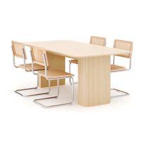 Ruokailuryhmä Kopparbo, 200-260cm, laajennettava, 4 matkatuolia, valkoinen (01678)