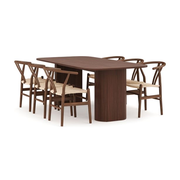 Ruokailuryhmä Kopparbo, 200cm, 6 Dezuid tuolia, ruskea (00119)