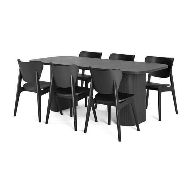Ruokailuryhmä Kopparbo, 200cm, 6 tuolia, musta (00210)