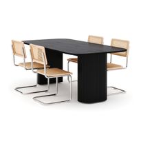 Ruokailuryhmä Kopparbo, 200cm pöytä, 4 Build tuolia, musta (01674)