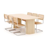 Ruokailuryhmä Kopparbo, 200cm pöytä, 6 Build tuolia, valkoinen (01725)