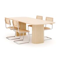 Ruokailuryhmä Kopparbo, 240cm pöytä, 4 Build tuolia, valkoinen (01737)