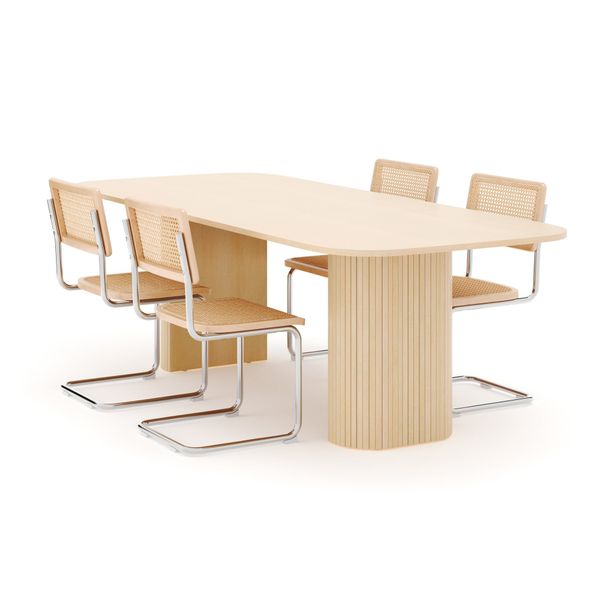 Ruokailuryhmä Kopparbo, 240cm pöytä, 4 Build tuolia, valkoinen (01737)