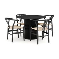 Ruokailuryhmä Kopparbo, jatkettava Ø106-156cm, 4 Dezuid tuolia, musta (00134)