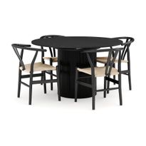 Ruokailuryhmä Kopparbo, jatkettava Ø130-180cm, 4 Dezuid tuolia, musta (00120)