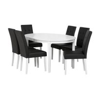 Ruokailuryhmä Läckö, 6 Viktor tuolia, valkoinen/musta (25578)