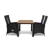 Ruokailuryhmä Las Vegas, 152-210cm, 4 säädettävää Jenny-nojatuolia, musta (47244)