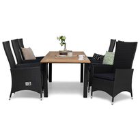 Ruokailuryhmä Las Vegas, 152-210cm, 6 Jenny säädettävää nojatuolia, ruskea/musta (48173)