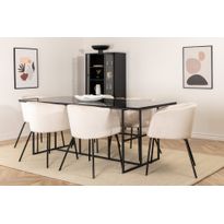 Ruokailuryhmä Leria, 200cm, 6 tuolia, beige/musta (23217)