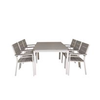 Ruokailuryhmä Levels, jatkettava 160cm, 6 tuolia, harmaa/valkoinen (55923)