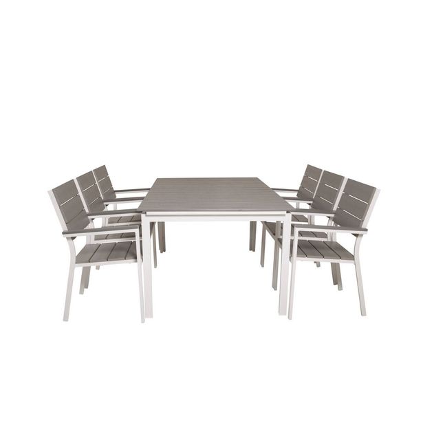 Ruokailuryhmä Levels, jatkettava 160cm, 6 tuolia, harmaa/valkoinen (55923)