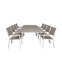 Ruokailuryhmä Levels, jatkettava 160cm, 8 tuolia, harmaa/valkoinen (55910)