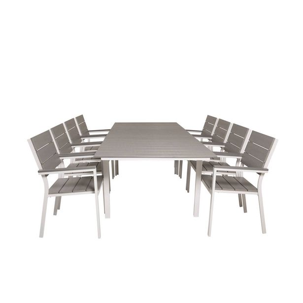 Ruokailuryhmä Levels, jatkettava 160cm, 8 tuolia, harmaa/valkoinen (55910)