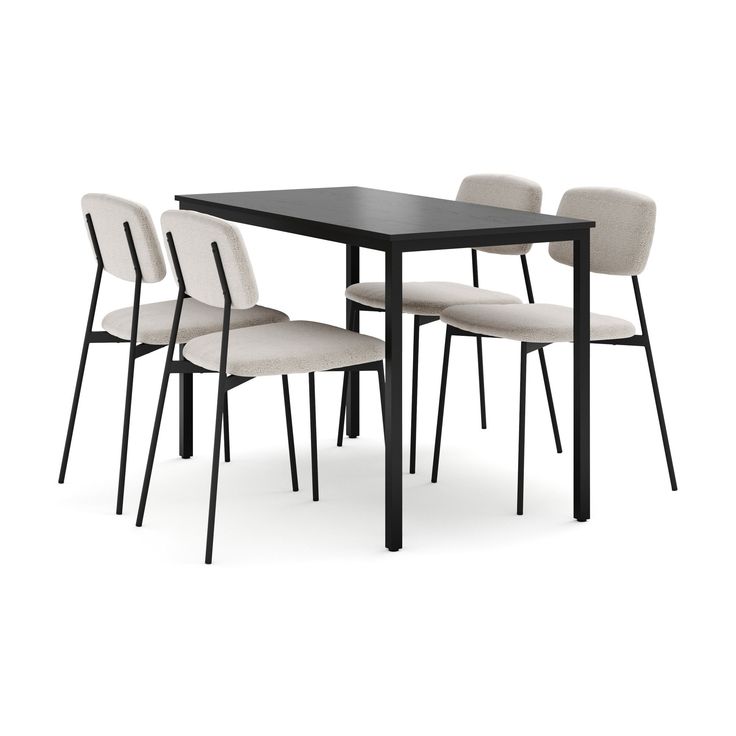 Ruokailuryhmä Lowe, 120cm, 4 tuolia, musta (00480)