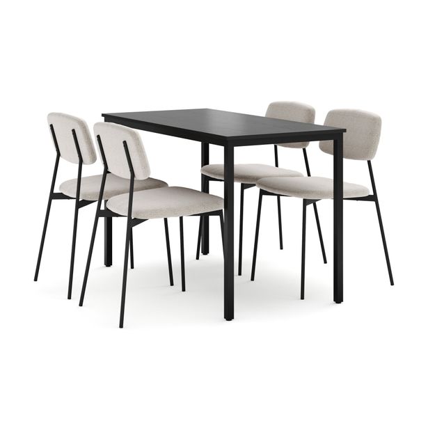 Ruokailuryhmä Lowe, 120cm, 4 tuolia, musta (00480)