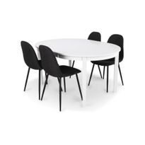 Ruokailuryhmä Lowisa, jatkettava 150cm, 4 Naira tuolia, valkoinen/musta (53599)