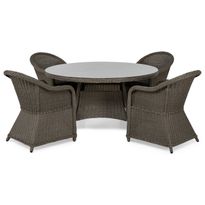 Ruokailuryhmä Marcus, Ø140cm, 4 Marcus Light tuolia, pehmuste, harmaa (47383)