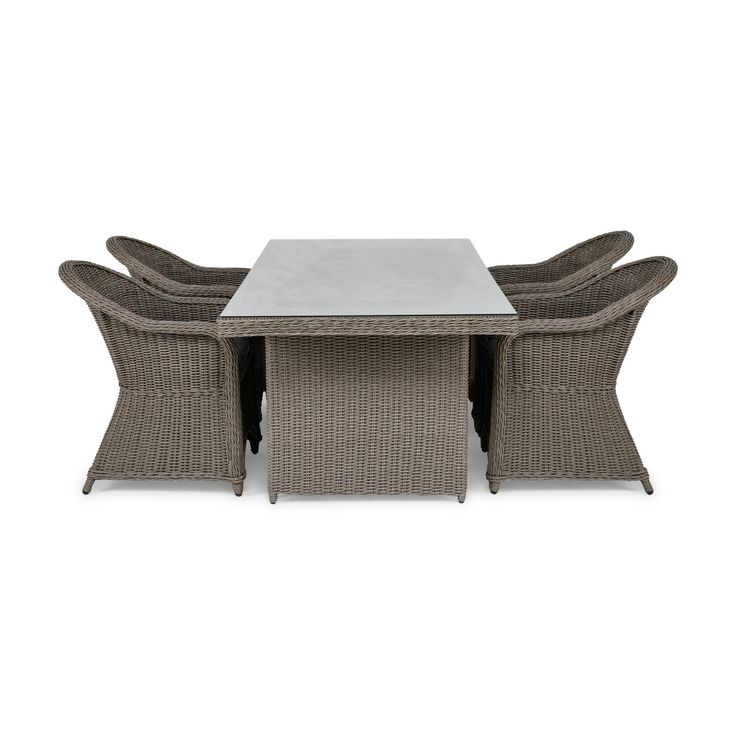 Ruokailuryhmä Marcus, 200cm, 4 Light-tuolia, pehmusteet, harmaa (47388)