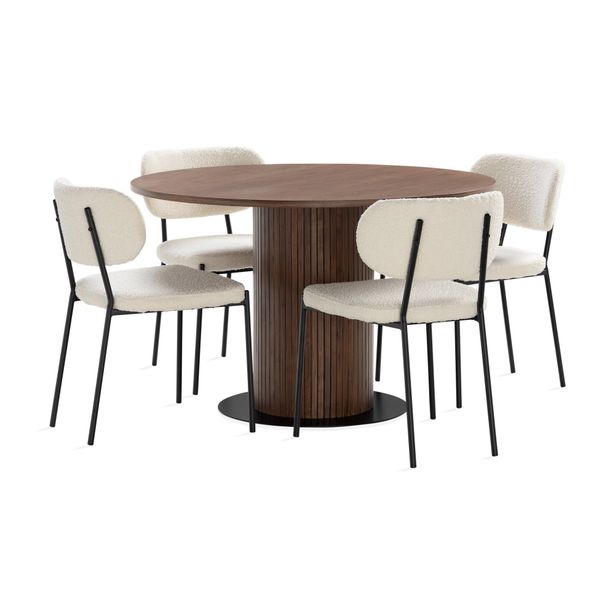 Ruokailuryhmä Neandir, Ø120cm, 4 tuolia, eri tuoli-/värivaihtoehtoja (RR120)