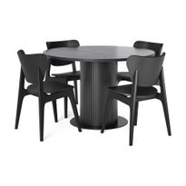 Ruokailuryhmä Neandir, 120cm Ø, pyöreä tolppajalka, 4 tuolia Skagana, musta (00216)