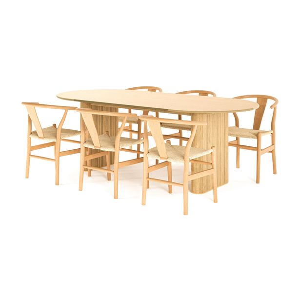 Ruokailuryhmä Neandir, 220cm, 6 Dezuid tuolia, eri värivaihtoehtoja (RR220)