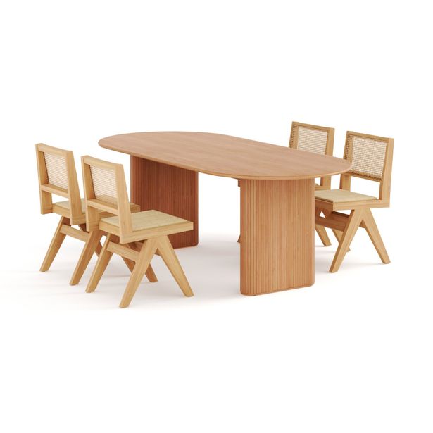 Ruokailuryhmä Neandir, 220cm soikea, 4/6 tuolia, eri tuoli-/värivaihtoehtoja (RR220)