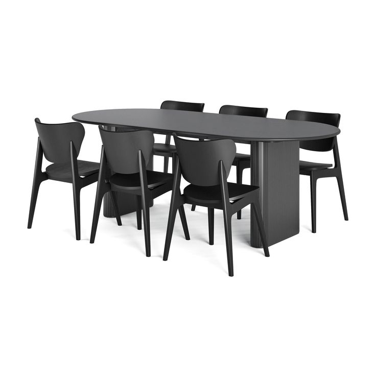 Ruokailuryhmä Neandir, 220cm, soikea, 6 tuolia Skagana, musta (00219)
