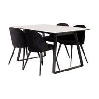 Ruokailuryhmä Netanya, 4 Chantor keittiötuolia, sametti, valkoinen (39364)