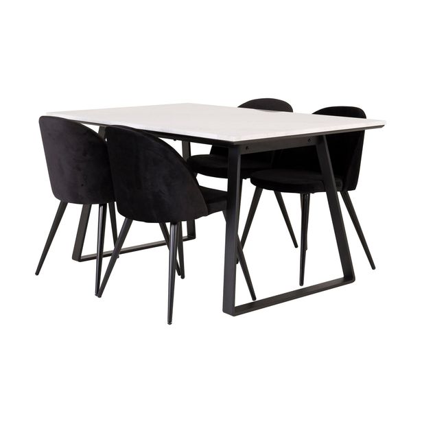 Ruokailuryhmä Netanya, 4 Chantor keittiötuolia, sametti, valkoinen (39364)