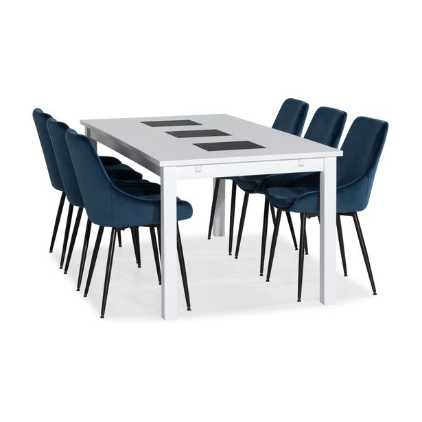 Ruokailuryhmä Octavia, 180cm, jatkettava, 6 tuolia, eri tuoli-/värivaihtoehtoja (80JAT)