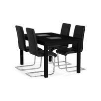 Ruokailuryhmä Octavia, 4 Jack tuolia, musta (86849)