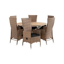 Ruokailuryhmä Olive, Ø140cm, 4 säädettävää Jenny nojatuolia, ruskea (13972)