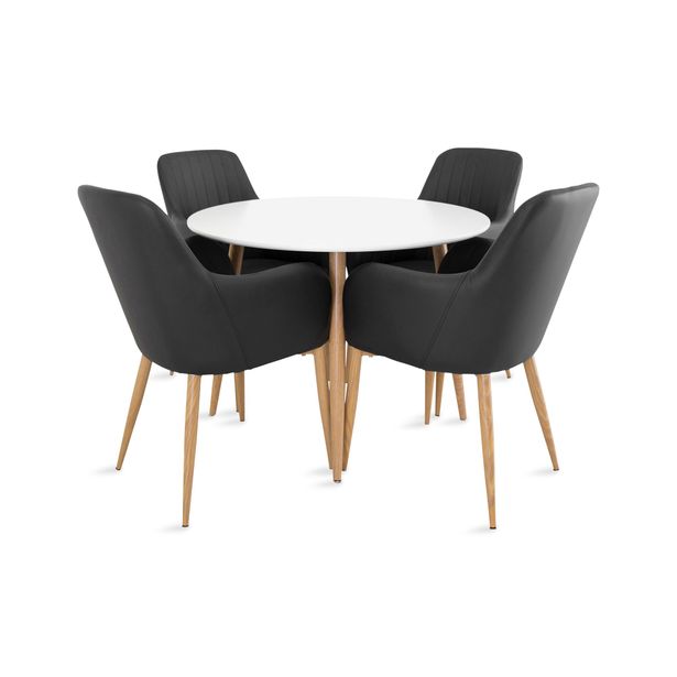 Ruokailuryhmä PEDER, 4 CASPIAN-tuolia, valkoinen (53643)