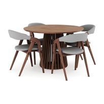 Ruokailuryhmä Peyra, Ø120cm, 4 Jerup ruokatuolia, ruskea (00752)